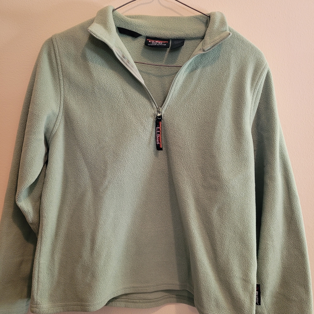 L.L. Bean Green Zip Up Top with Minimalist Design